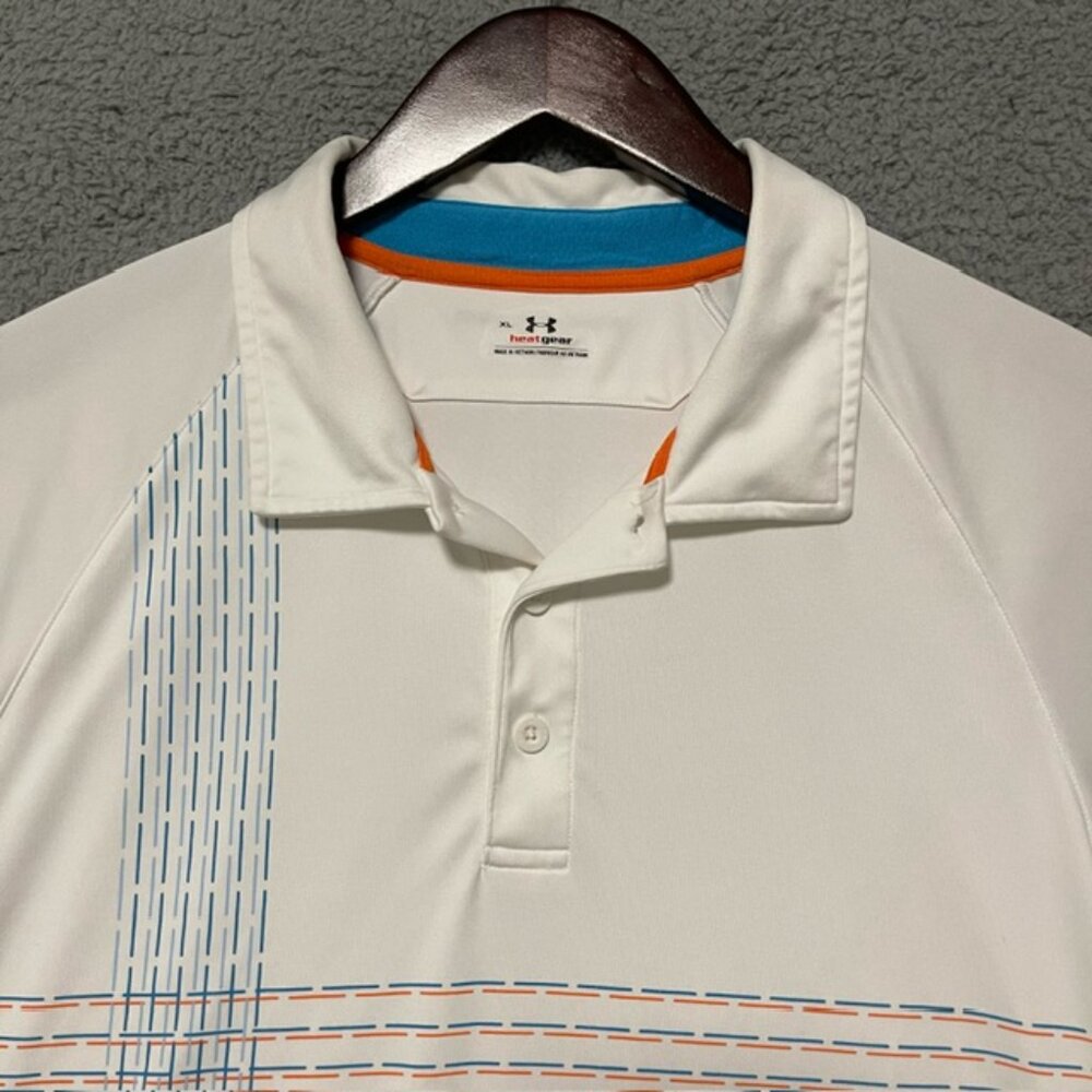 Under Armour Golf Polo Mens XL HeatGear Loose White Athletic Golf Shirt Preppy - Picture 2 of 15